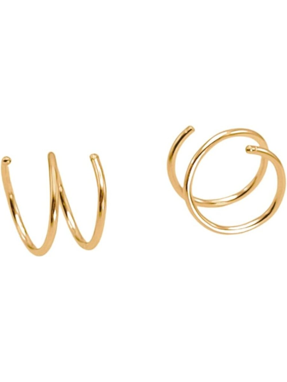 Gold Double Hoop Twist Earrings | Tiny Spiral Huggie Illusion | 19 Gauge Pair